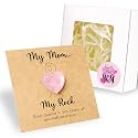 Rose Quartz Heart for Mom – My Mom My Rock Card with Love Stone & Gift Box, Sentimental from Daughter Son, Healing Crystal Heart Keepsake, for Mom