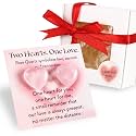 Rose Quartz Pocket Hearts with Greeting Card, Two Hearts One Love, Anniversary Love Stone, Healing Pink Heart Crystal Keepsake,Valentine Day Gifts for Her Him Husband Wife, for Couple
