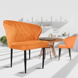 rose tora dining chair  accent chair for living room bedroom study room  velvet fabric amp cushion seat with metal legs  restaurants  1 year brand warranty 1 apricot orange