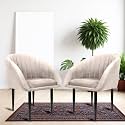 ROSE® Amber Dining Chair | Accent Chair for Living Room Bedroom Study Room | Velvet Fabric &amp; Cushion Seat with Metal Legs | Restaurants | 1 Year Brand Warranty (Classic Cream, Set of 2)