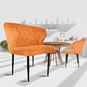 ROSE® Tora Dining Chair | Accent Chair for Living Room Bedroom Study Room | Velvet Fabric &amp; Cushion Seat with Metal Legs | Restaurants | 1 Year Brand Warranty (1, Apricot Orange)