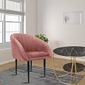 ROSE® Amber Dining Chair | Accent Chair for Living Room Bedroom Study Room | Velvet Fabric &amp; Cushion Seat with Metal Legs | Restaurants | 1 Year Brand Warranty (Coral Pink, Set of 1)