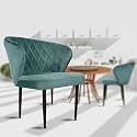 ROSE® Tora Dining Chair | Accent Chair for Living Room Bedroom Study Room | Velvet Fabric &amp; Cushion Seat with Metal Legs | Restaurants | 1 Year Brand Warranty (1, Rainforest Green)