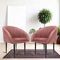ROSE® Amber Dining Chair | Accent Chair for Living Room Bedroom Study Room | Velvet Fabric &amp; Cushion Seat with Metal Legs | Restaurants | 1 Year Brand Warranty (Coral Pink, Set of 2)
