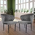 ROSE® Tora Dining Chair | Accent Chair for Living Room Bedroom Study Room | Velvet Fabric &amp; Cushion Seat with Metal Legs | Restaurants | 1 Year Brand Warranty (2, Mouse Grey)