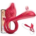 Rose Toy Vibrating Cock Ring - MOOLIGIRL Women Sex Toys Vibrator for Couples, Dual Penis Ring with 10 Vibrating Modes, Clitoral Stimulator G Spot Dildo, Female Weights Cockring