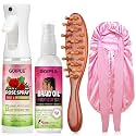 Rose Water for Hair Loc Spray Refreshing for Locs - Braid Oil for Soothes Moisturizes Dry & Itchy Scalp Braiding Scalp Oil for Twists - Loc Brush for Dreads Comfortable Massage Comb & Braid Bonnet