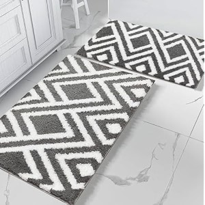 roseate egyptian super soft 40x60 cm microfibre solid 2000 gsm bath mat super absorbent anti skid mats for bathroombedroomkitchendoor matfloor mat grey pack of 2