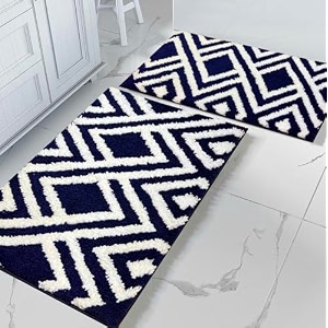 roseate egyptian super soft 50x80 cm microfibre solid 2000 gsm bath mat super absorbent anti skid mats for bathroombedroomkitchendoor matfloor mat blue pack of 2