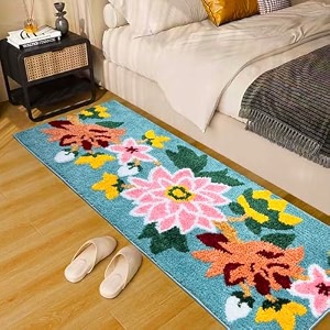 roseate nature super soft 50x120 cm microfibre 2000 gsm anti skid runner for bedroomcarpets for living roomkitchen mats for floorfloor matbathroom matrug peacock pack of 1