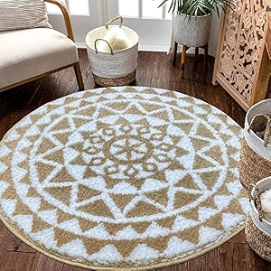 roseate persian round rug 120x120 cm microfibre 2000 gsm rugscarpet for living roombedroombathroomdoor matkitchenfloor mat beige amp white pack of 1