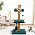 Rosebell Multi-Level Cat Tree Tower with Scratching Posts &amp; Plush Perch – Compact Activity Center with Hanging Balls for Indoor Cats (Height 29 Inch) - Green Color