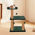Rosebell Multi-Level Cat Tree Tower with Scratching Posts & Plush Perch – Compact Activity Center with Hanging Balls for Indoor Cats (Height 29 Inch) - Green Color