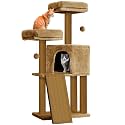 Rosebell Multi-Level Cat Tree for Indoor Cats | Soft Plush Condo with Ramp, Dual Platforms &amp; Hanging Toys – Golden