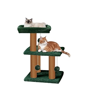 rosebell multi-level cat tree tower with scratching posts amp plush perches  sturdy activity center for indoor cats amp kittens height 33 inch - green color