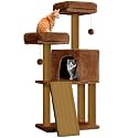 Rosebell Multi-Level Cat Tree Tower with Perch, Condo, Ramp &amp; Scratching Posts – Indoor Cat Furniture with Hanging Toys - Brown