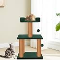 Rosebell Multi-Level Cat Tree Tower with Scratching Post &amp; Toy Balls – Cozy Perch Activity Center for Kittens &amp; Adult Cats (Height 32 Inch) - Green Color