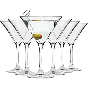 rosefinch martini glasses 6 pc- hand blown crystal martini glasses with stem - elegant cocktail glasses for bar martini cosmopolitan manhattan gimlet pisco sour - glassware - 135 ml