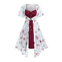Rosegal Plus Size Women Summer Cottagecore Floral 2PC Sundress