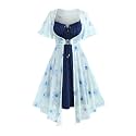 Rosegal Plus Size Women Summer Cottagecore Floral 2PC Sundress
