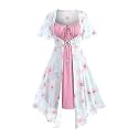 Rosegal Plus Size Women Summer Cottagecore Floral 2PC Sundress
