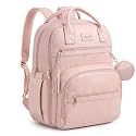 ROSEGIN Premium Vegan Leather Diaper Bag Backpack with Waterproof Changing Pad, Reinforced Zippers & Odor-Free, 20 Pockets Pro Organizer, Fits 15.6" Laptop, Stroller Straps, Baby Bag for Mom, Pink