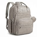 ROSEGIN Premium Vegan Leather Diaper Bag Backpack with Waterproof Changing Pad, Reinforced Zippers & Odor-Free, 20 Pockets Pro Organizer, Fits 15.6" Laptop, Stroller Straps, Baby Bag for Mom, Grey