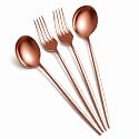 Rosegold Spoon and Fork Set – 4-Piece Stainless Steel Cutlery Set with Round Head Spoons | Modern Flatware for Dining, Gifting &amp; Table Decor – Dishwasher Safe &amp; Rust Resistant