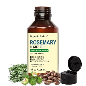 rosemary hair oil for hair scalp and body  100 natural blend of rosemary oil and castor oil for hair growth scalp health and skin nourishment  118ml bottle