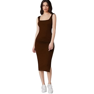 rosery paris Square Neck Sleeveless Black Bodycon