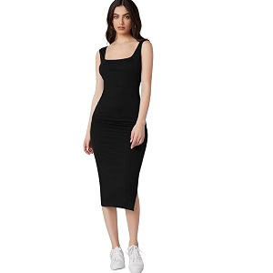 rosery paris Square Neck Sleeveless Black Bodycon