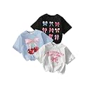 RoseSeek Girl's Graphic Tees Crewneck Summer T Shirt Tops Cute Clothes