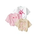 RoseSeek Girl's Graphic Tees Crewneck Summer T Shirt Tops Cute Clothes
