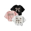 RoseSeek Girl's Graphic Tees Crewneck Summer T Shirt Tops Cute Clothes