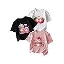 RoseSeek Girl's Graphic Tees Crewneck Summer T Shirt Tops Cute Clothes