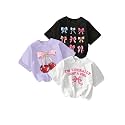 RoseSeek Girl's Graphic Tees Crewneck Summer T Shirt Tops Cute Clothes