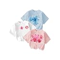 RoseSeek Girl's Graphic Tees Crewneck Summer T Shirt Tops Cute Clothes