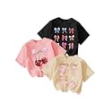 RoseSeek Girl's Graphic Tees Crewneck Summer T Shirt Tops Cute Clothes