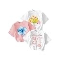 RoseSeek Girl's Graphic Tees Crewneck Summer T Shirt Tops Cute Clothes