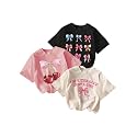 RoseSeek Girl's Graphic Tees Crewneck Summer T Shirt Tops Cute Clothes