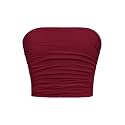 RoseSeek Girl's Ruched Strapless Tube Top Cropped Bandeau Summer Cute Tops