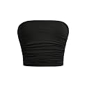 RoseSeek Girl's Ruched Strapless Tube Top Cropped Bandeau Summer Cute Tops