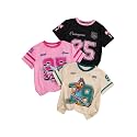 RoseSeek Girl's Shirts 3 Packs Graphic Tees Short Sleeve T Shirt