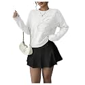 RoseSeek Women's 3D Floral Appliques Sweaters Long Sleeve Knit Tops