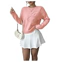 RoseSeek Women's 3D Floral Appliques Sweaters Long Sleeve Knit Tops