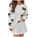 RoseSeek Women's 3D Floral Appliques Sweaters Long Sleeve Knit Tops