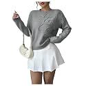 RoseSeek Women's 3D Floral Appliques Sweaters Long Sleeve Knit Tops