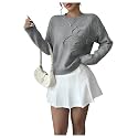 RoseSeek Women's 3D Floral Appliques Sweaters Long Sleeve Knit Tops
