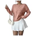 RoseSeek Women's 3D Floral Appliques Sweaters Long Sleeve Knit Tops