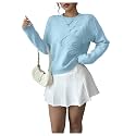 RoseSeek Women's 3D Floral Appliques Sweaters Long Sleeve Knit Tops